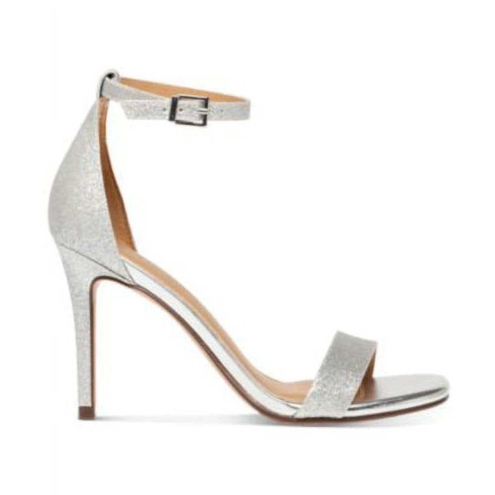 Wild Pair Dress Sandals Silver Metallic Glitter Ankle Strap Women 10.5 New‎